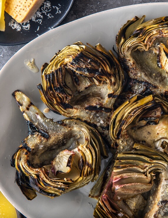 Grilled Artichokes with Lemony Parmesan Butter